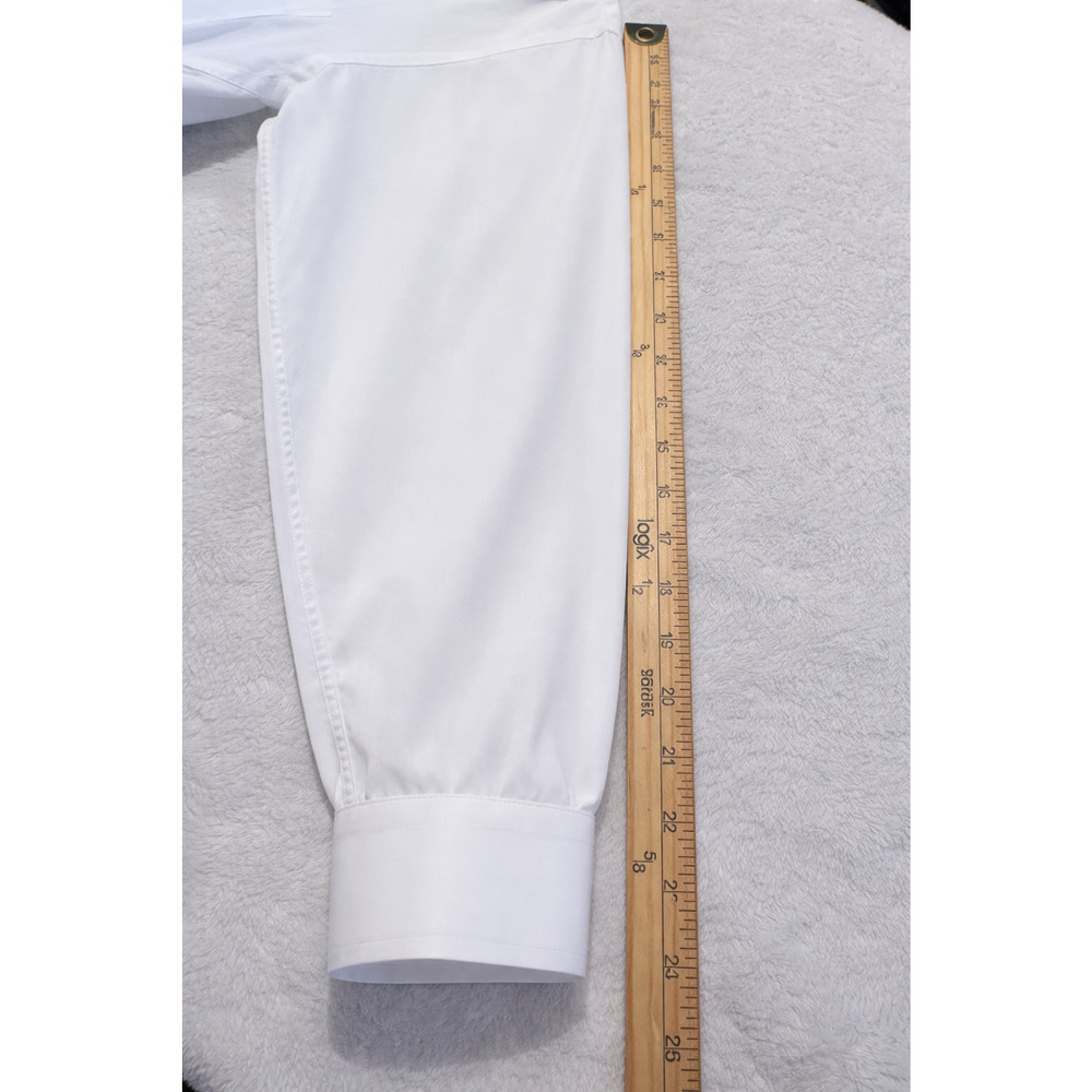 Christian Dior Mens 17x34 White Designer Dress Shirt Concealed Hidden Button - Picture 13 of 16